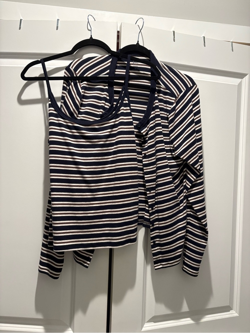 GAP Navy and White Striped Tank with Matching Cardigan